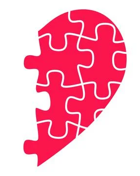 Half heart from puzzles - vector full color illustration. Stock Illustration