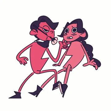 Half-hearted men, seducing half-hearted women, valentine characters in flat d Stock Illustration