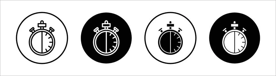 Half hour flat line icon set. Half hour Thin line illustration vector Stock Illustration