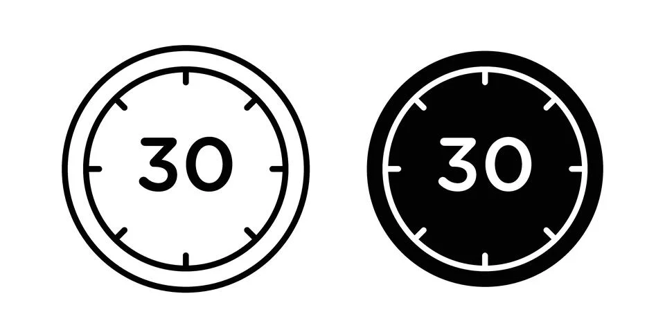 Half hour icon design. Simple Vector illustrations.. Stock Illustration