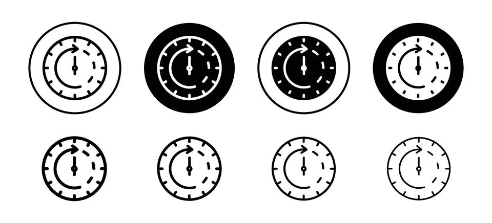 Half hour vector icon set collection. Half hour Outline flat Icon. Stock Illustration