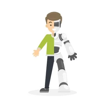 Half human half robot. Illustrazione stock