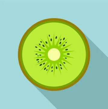 Half of kiwi icon, flat style Stock Illustration