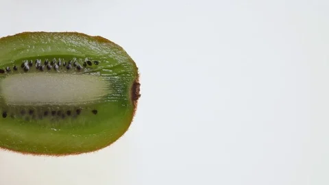 Half Kiwi Slide Inside White Background Video stock 73517361
