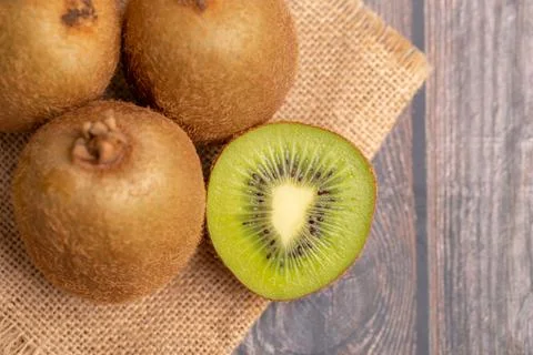A half of kiwi on the table Stock Photos