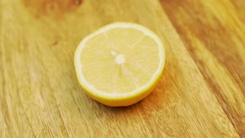 Half Lemon Citrus Fruit Macro, Rotation. Healthy Vitamin Vegetarian Food. Stock Footage 203939825