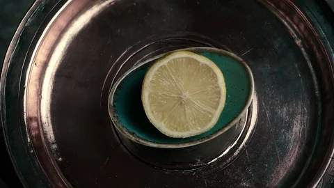 Half lemon citrus fruit on tray background 動画素材 106384315