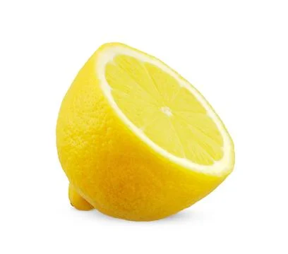 Half of  lemon fruit isolated on white background Stock Photos