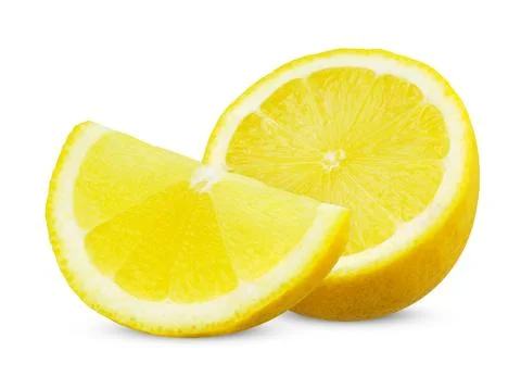 Half of  lemon fruit isolated on white background. Stock Photos