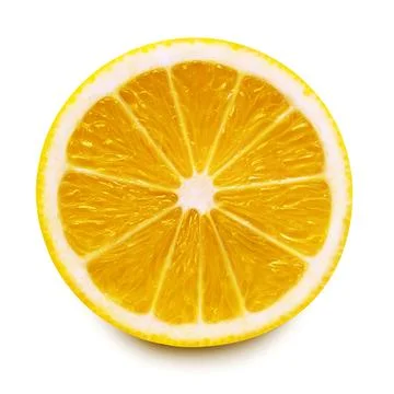 Half lemon fruit isolated on white background. Creative food and sport conc.. Stock Photos