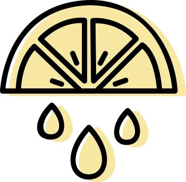 Half lemon fruit with juice drops icon Stock Illustration
