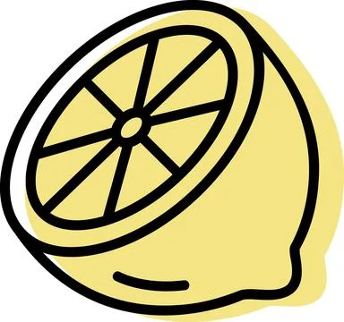 Half lemon fruit line art symbol illustration Stock Illustration