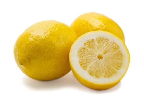 Half Lemon Grouped with Two Lemons Stock Photos