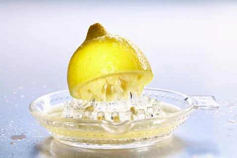Half a lemon on lemon squeezer Stock Photos