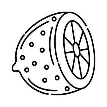 Half of a lemon simple black line icon Stock Illustration