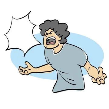 Half length of angry man shouting illustration vector isolated Stock Illustration