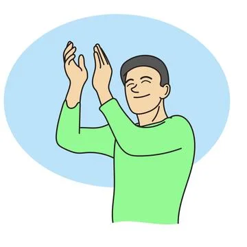 Half length of man clapping his hands with smile illustration vector Stock Illustration