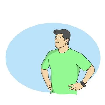 Half length of man holding hands on hips illustration vector hand drawn Stock Illustration