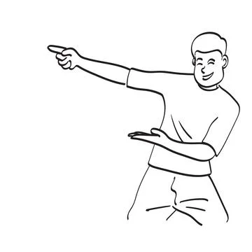 Half length man presenting with copy space illustration vector hand drawn Stock Illustration