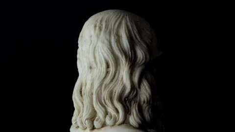 Half length portrait of Leonardo da Vinci rotating on a black background Stock Footage 123405964