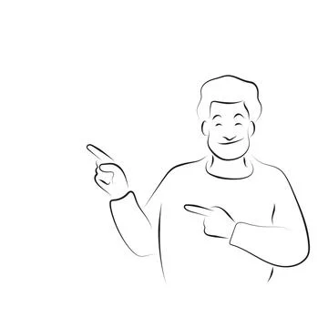 Half length of smiling man pointing with two hands and fingers illustration Stock Illustration