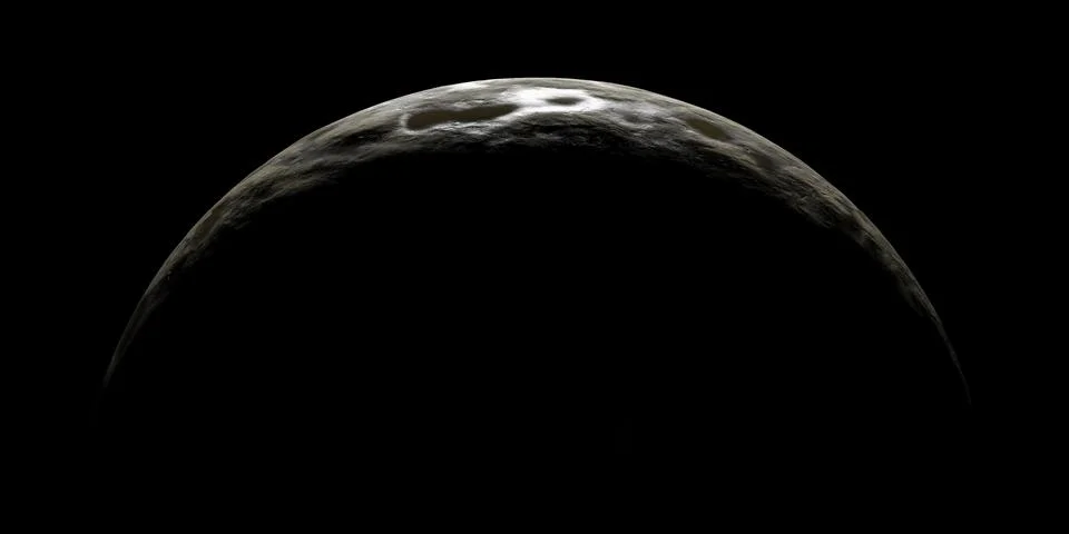 Half of lifeless surface planet 3d rendering, isolated. 库存插图