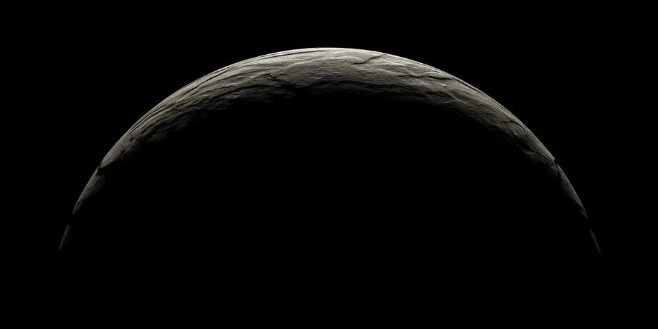 Half of lifeless surface planet 3d rendering, isolated. Stock Illustration