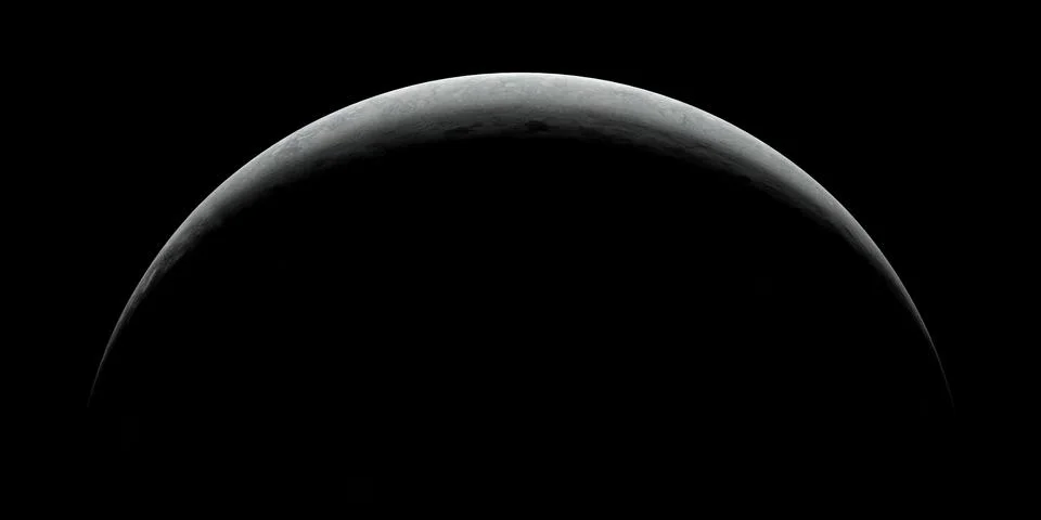 Half of lifeless surface planet 3d rendering, isolated. Ilustración de archivo