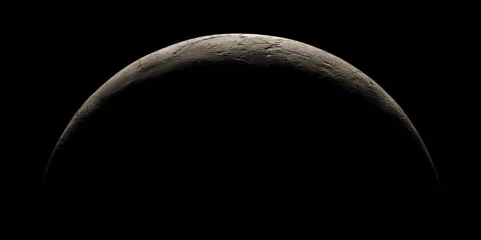 Half of lifeless surface planet 3d rendering, isolated. Stock Illustration