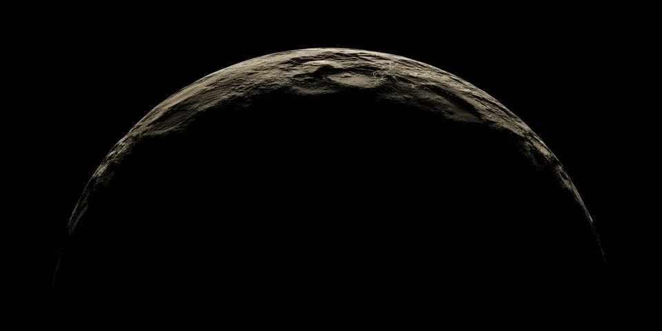 Half of lifeless surface planet 3d rendering, isolated. Stock Illustration