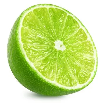 Half of lime citrus fruit. Lime cut isolated on white background. Sliced lime Stock Photos