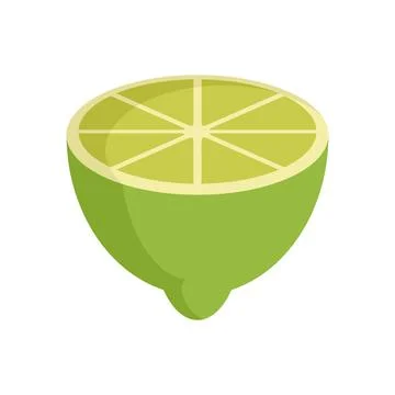 Half lime icon flat isolated vector Stock Illustration
