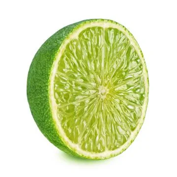 Half of lime with leaf isolated on white background Stock Photos