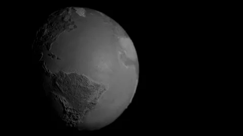 Half-lit off-center seamless loop of projected globe (B&amp;W Version) Stock Footage 72109909