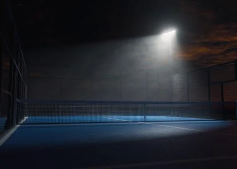 Half-Lit Padel or Pickleball Court at Night Stock Illustration