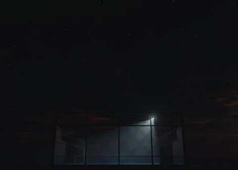 Half-Lit Padel or Pickleball Court at Night Stock Illustration