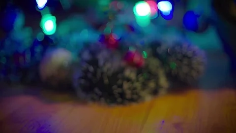 In the half-lit room, Christmas tree. Stock Footage 70354926