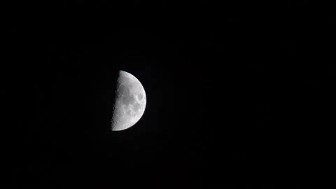 Half of the luminous moon passes through the night sky. Time lapse Stock Footage 119269460