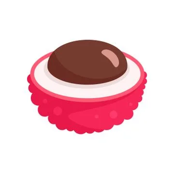 Half lychees icon, flat style Stock Illustration
