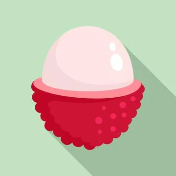 Half of lychees icon, flat style Stock Illustration