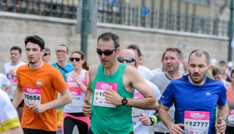 The Half Marathon Route passes through Heroes Square, the Danube embankments Stock Photos