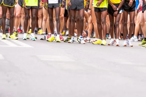 Half marathon runners at the start in Pardubice Stock Photos