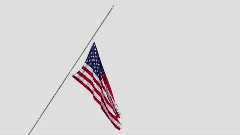 Half-Mast Diagonal Memorial Day Flag USA Seamless loop Video Stock Footage 305278944