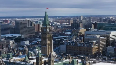 Half mast flag over peace tower parliament hill ottawa Stock Footage 123016071