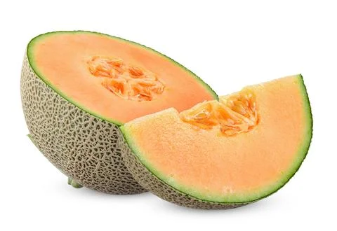 Half of melon isolated with clipping path Stock Photos