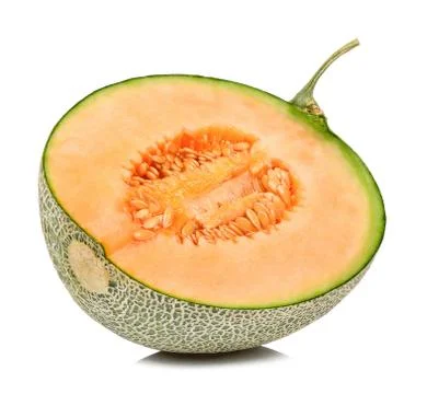 Half of melon isolated on white background Stock Photos