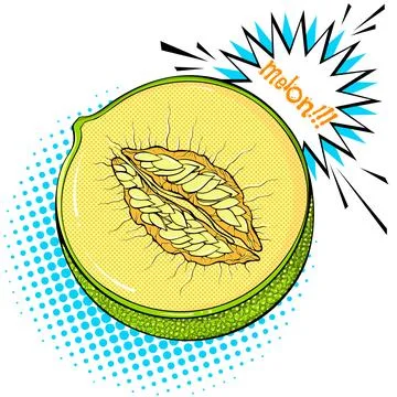 Half melon Pop Art style sticker Stock Illustration