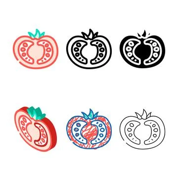 Half minimal tomato color icon vector Stock Illustration