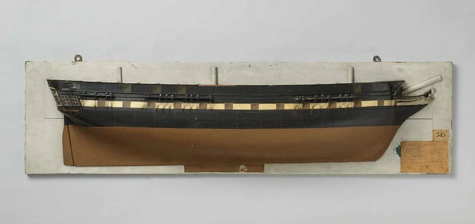 Half Model of a 32-Gun Sloop of War.POLYCHROVED Blanket mold model (starbo... Stock Photos