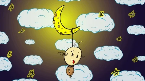 Half moon and character cloud Stock Footage 113677197